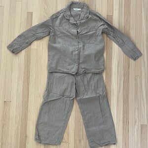 Organic Cotton Button-Up Shirt and Pants Pajama Set